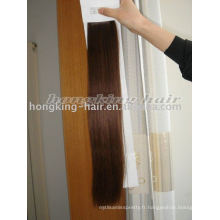 Extensions de cheveux clip-in marron foncé 100% cheveux humains